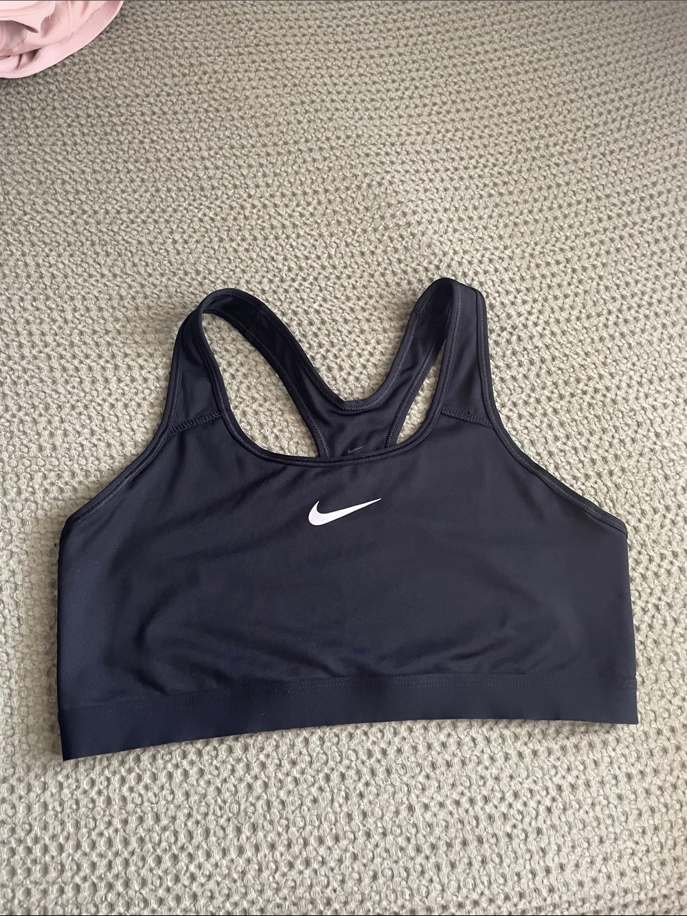 Nike Black Racerback Dri-FIT Sports Bra with White Swoosh